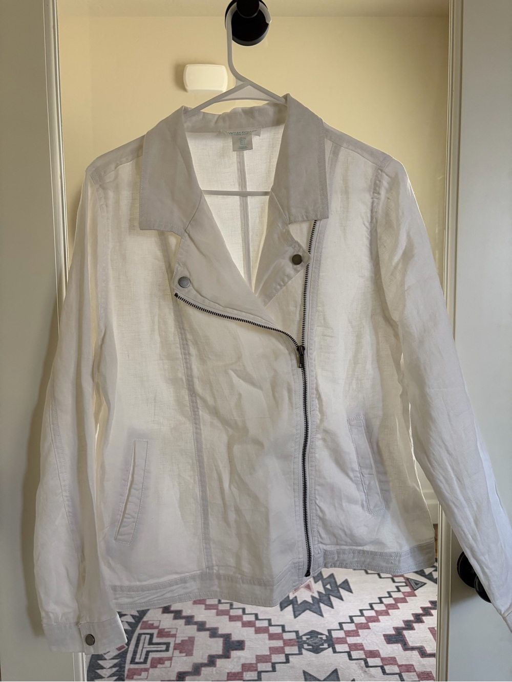 Cynthia Rowley White Linen Moto Jacket